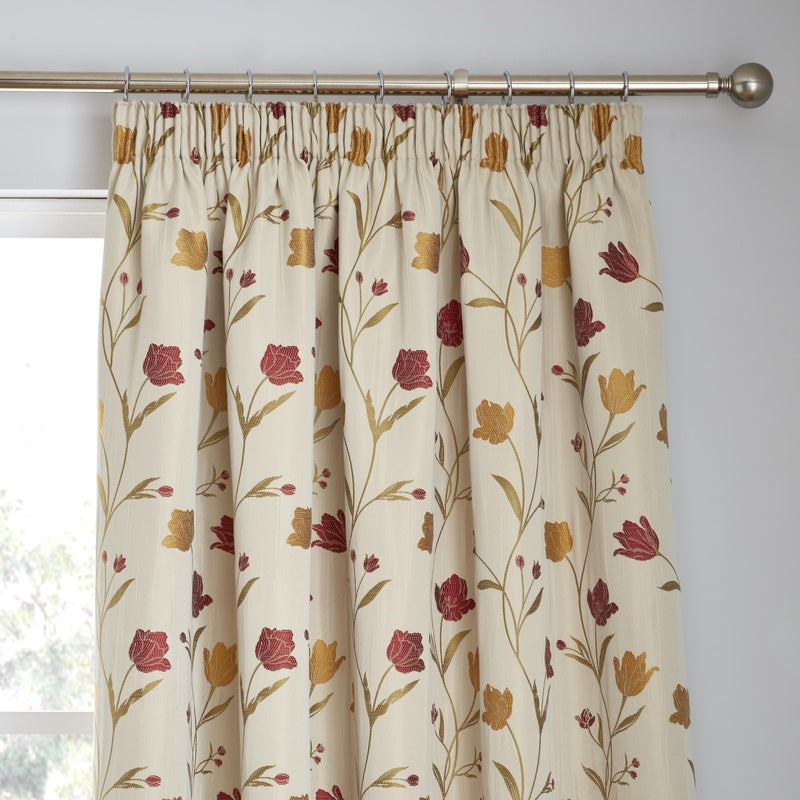 Juliette Ready Made Curtains Natural Red
