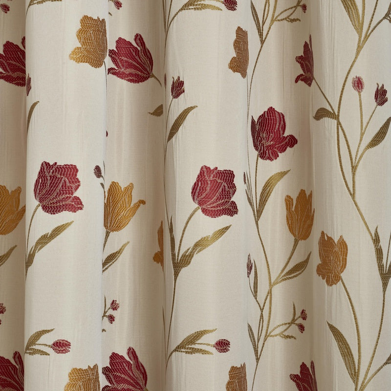 Juliette Ready Made Curtains Natural Red