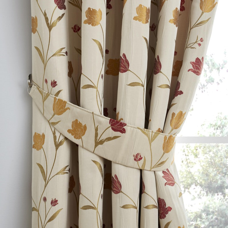 Juliette Ready Made Curtains Natural Red