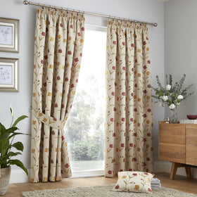 Juliette Ready Made Curtains Natural Red