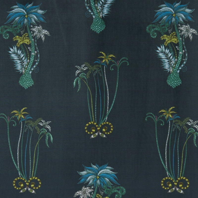 Emma Shipley Jungle Palms Velvet Fabric Navy