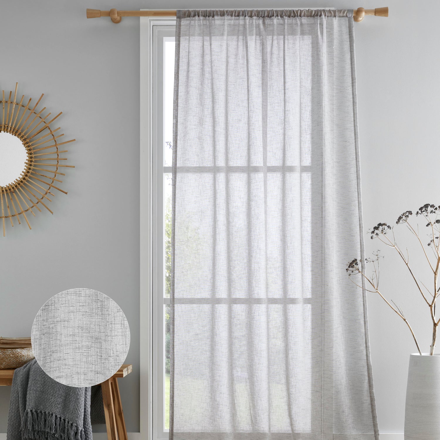 Drift Home Kayla Ready Made Single Voile Curtain Grey