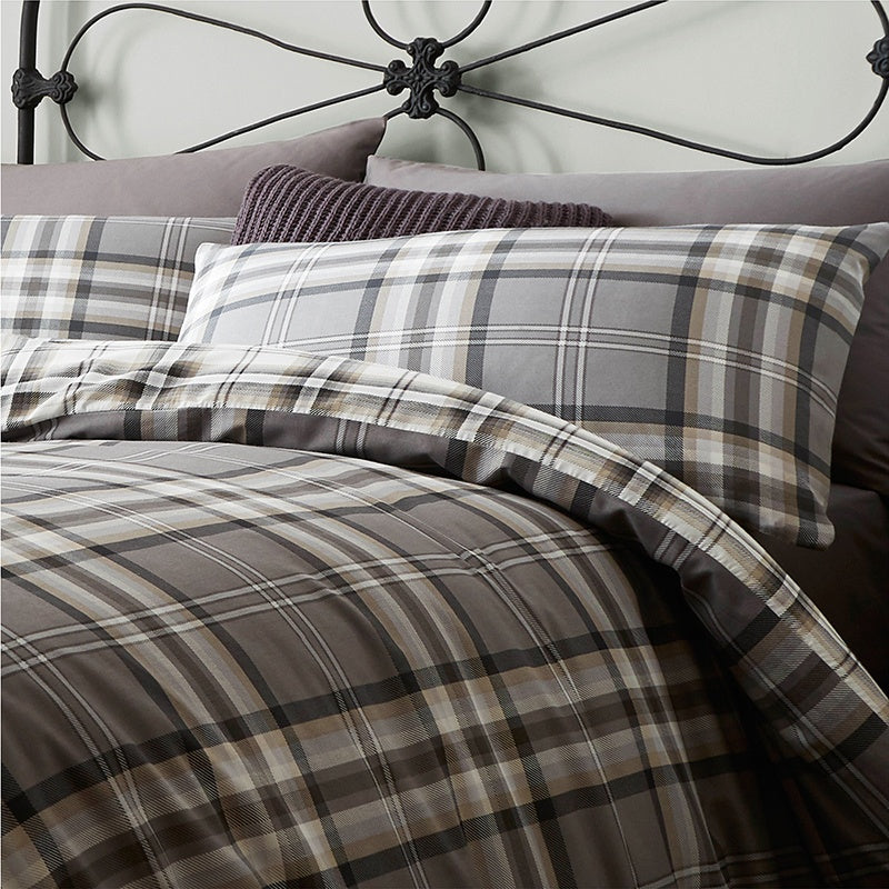 Catherine Lansfield Kelso Duvet Cover Bedding Set Charcoal