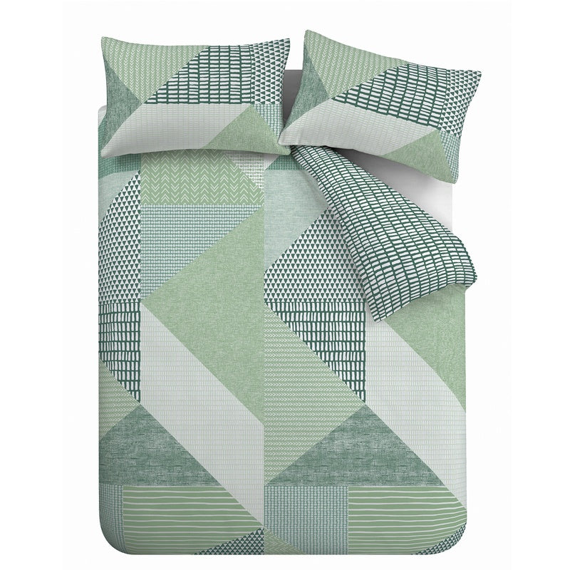 Catherine Lansfield Larsson Geo Duvet Cover Bedding Set Green