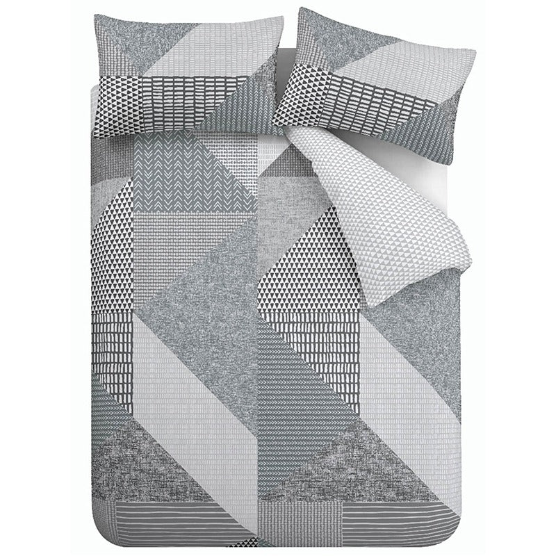 Catherine Lansfield Larsson Geo Duvet Cover Bedding Set Grey