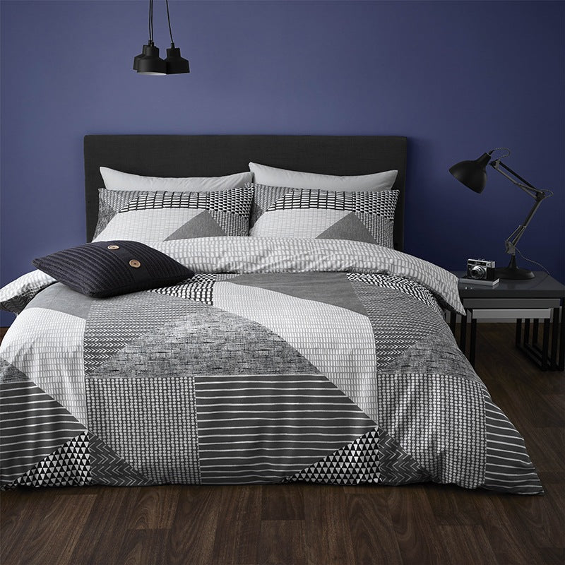 Catherine Lansfield Larsson Geo Duvet Cover Bedding Set Grey