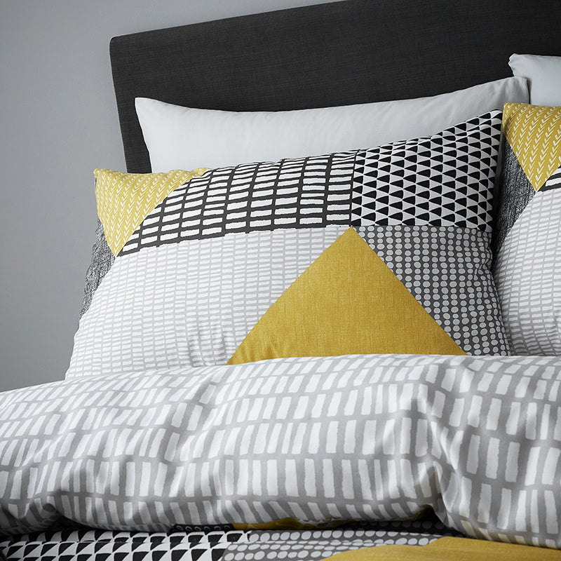 Catherine Lansfield Larsson Geo Duvet Cover Bedding Set Ochre