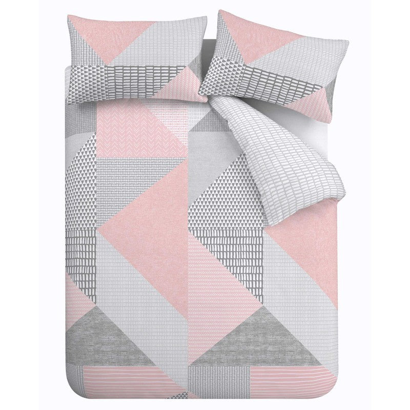 Catherine Lansfield Larsson Geo Duvet Cover Bedding Set Pink