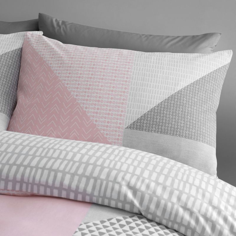 Catherine Lansfield Larsson Geo Duvet Cover Bedding Set Pink