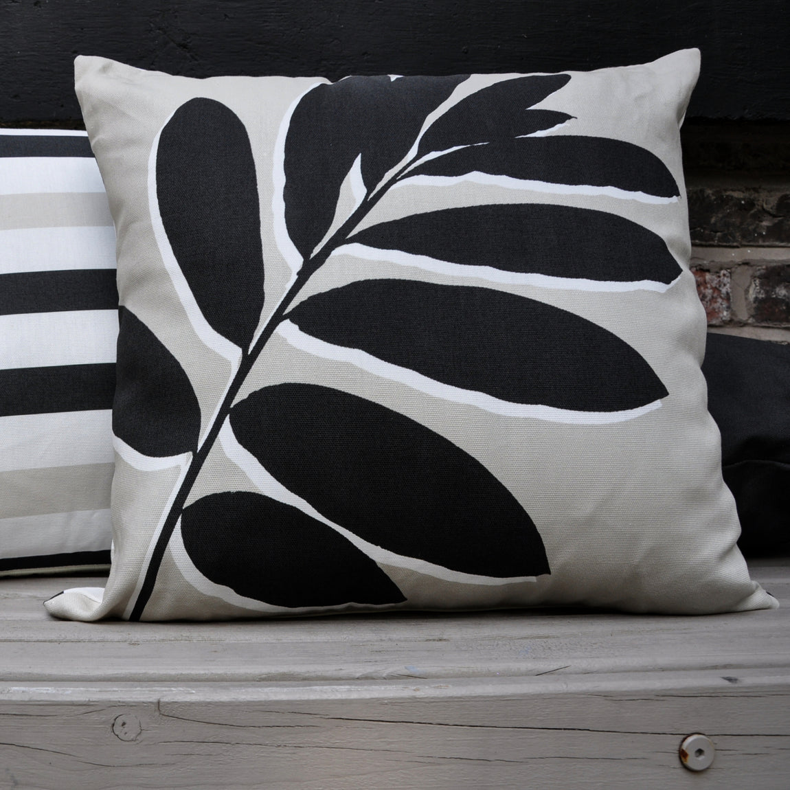 Fusion Leaf Print Filled Cushion 43cm x 43cm Natural