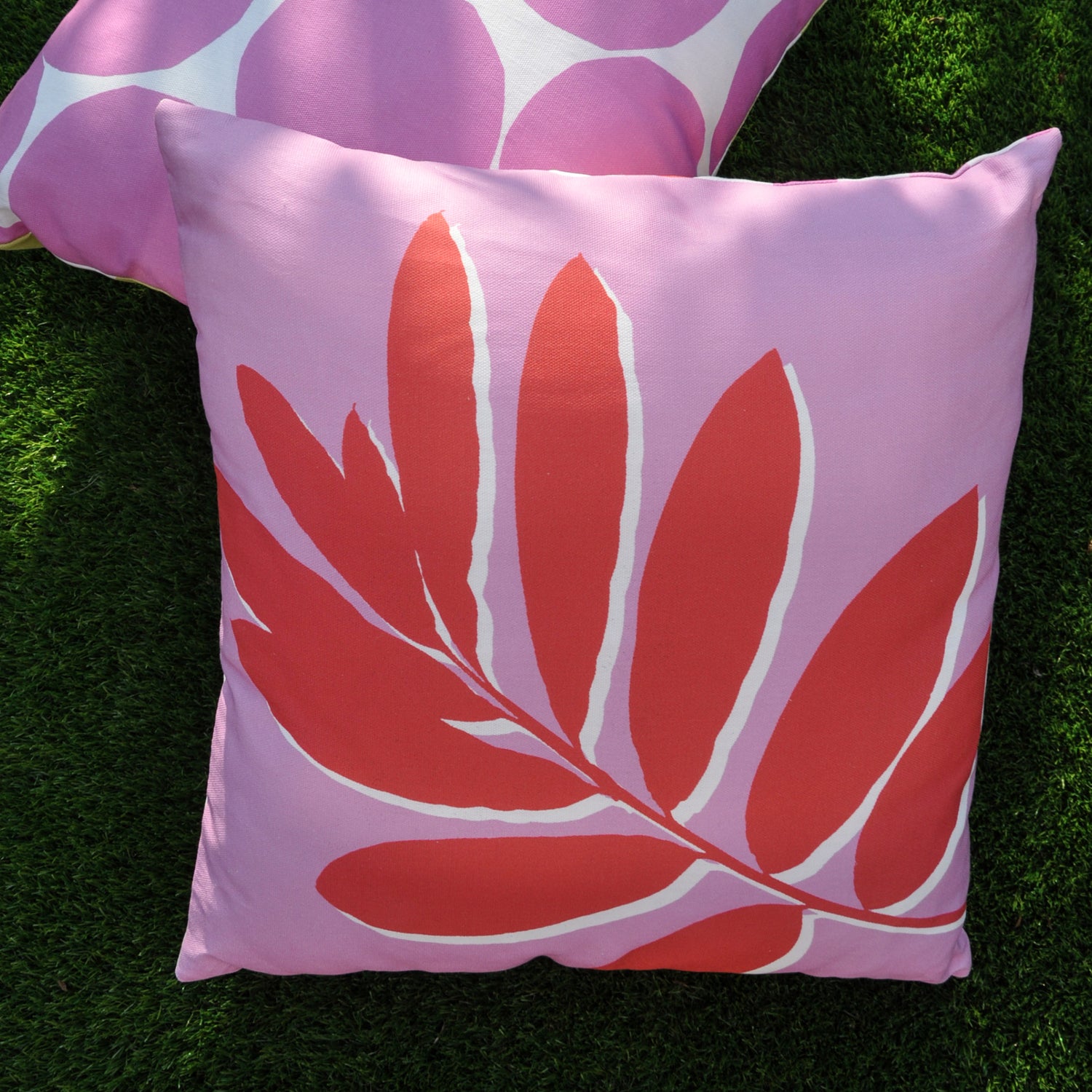 Fusion Leaf Print Filled Cushion 43cm x 43cm Pink