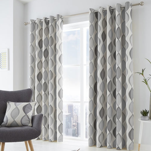 Fusion Lennox Ready Made Eyelet Curtains Grey