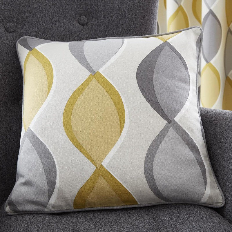 Fusion Lennox Ready Made Eyelet Curtains Grey Ochre