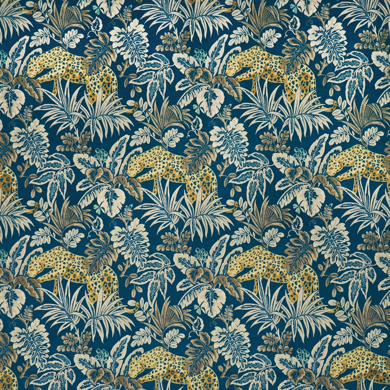 Prestigious Textiles Leopard Velvet Fabric Indigo