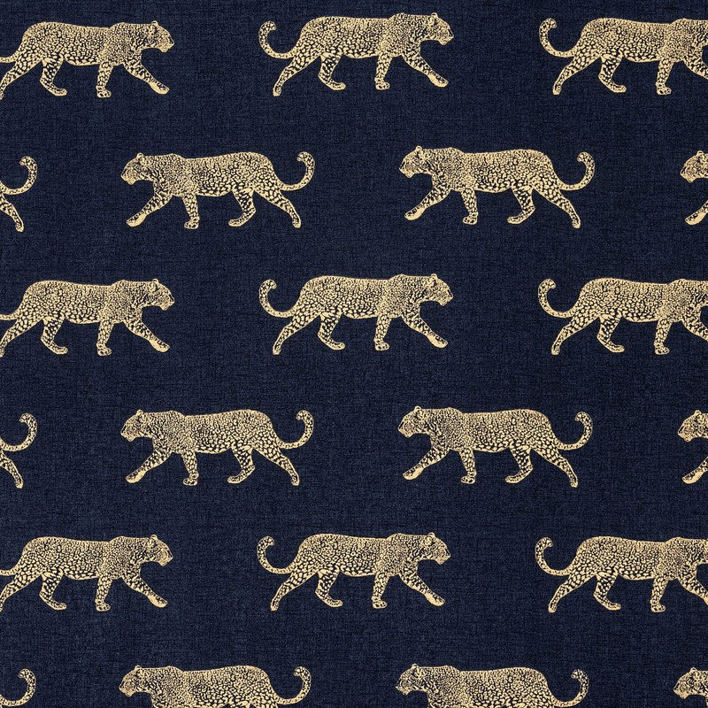 Indigo Leopard Panama Fabric | Terrys