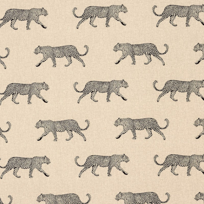 Leopard Panama Curtain Fabric Natural