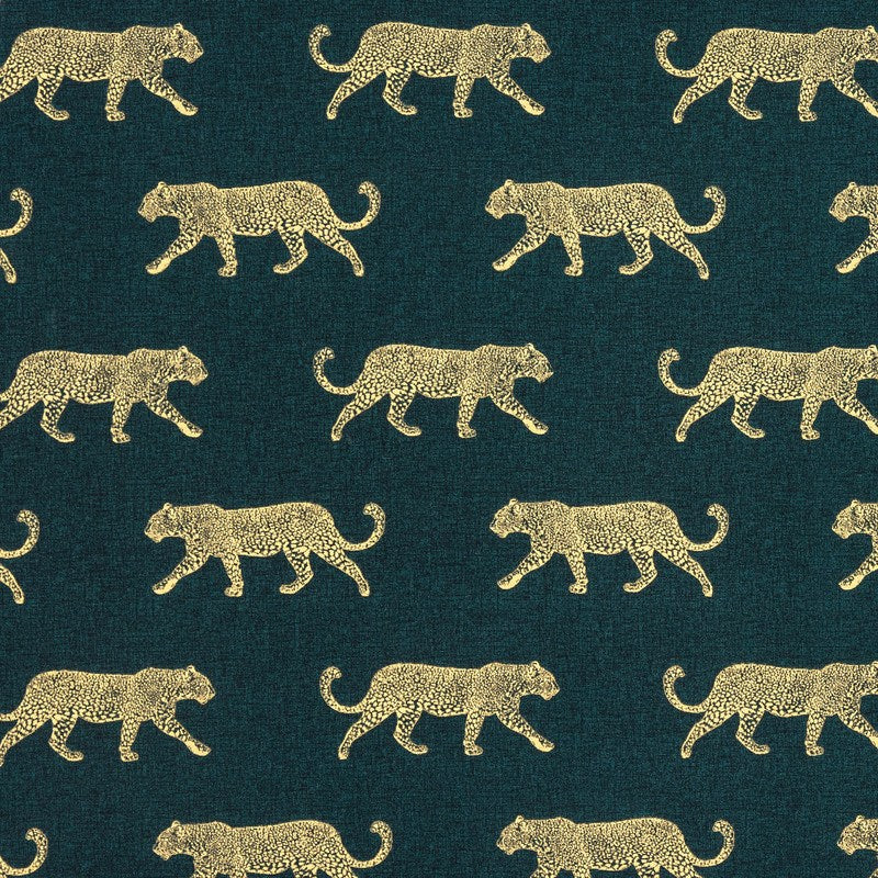 Leopard Panama Fabric Teal