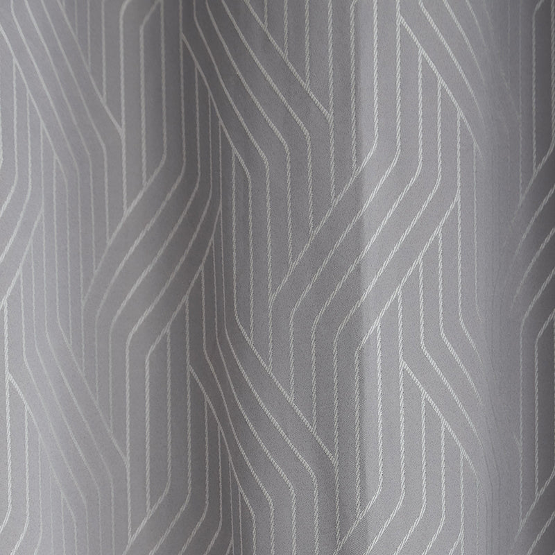Catherine Lansfield Linear Geo Jacquard Ready Made Eyelet Curtains Silver