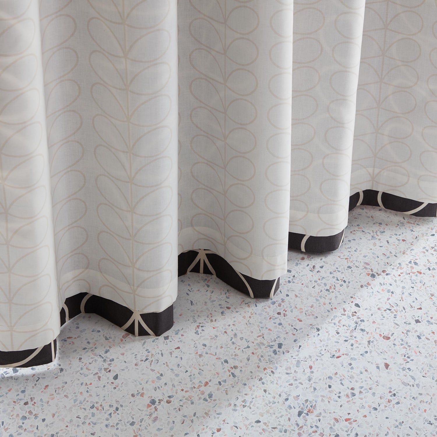 Orla Kiely Linear Stem Ready Made Eyelet Curtains Charcoal