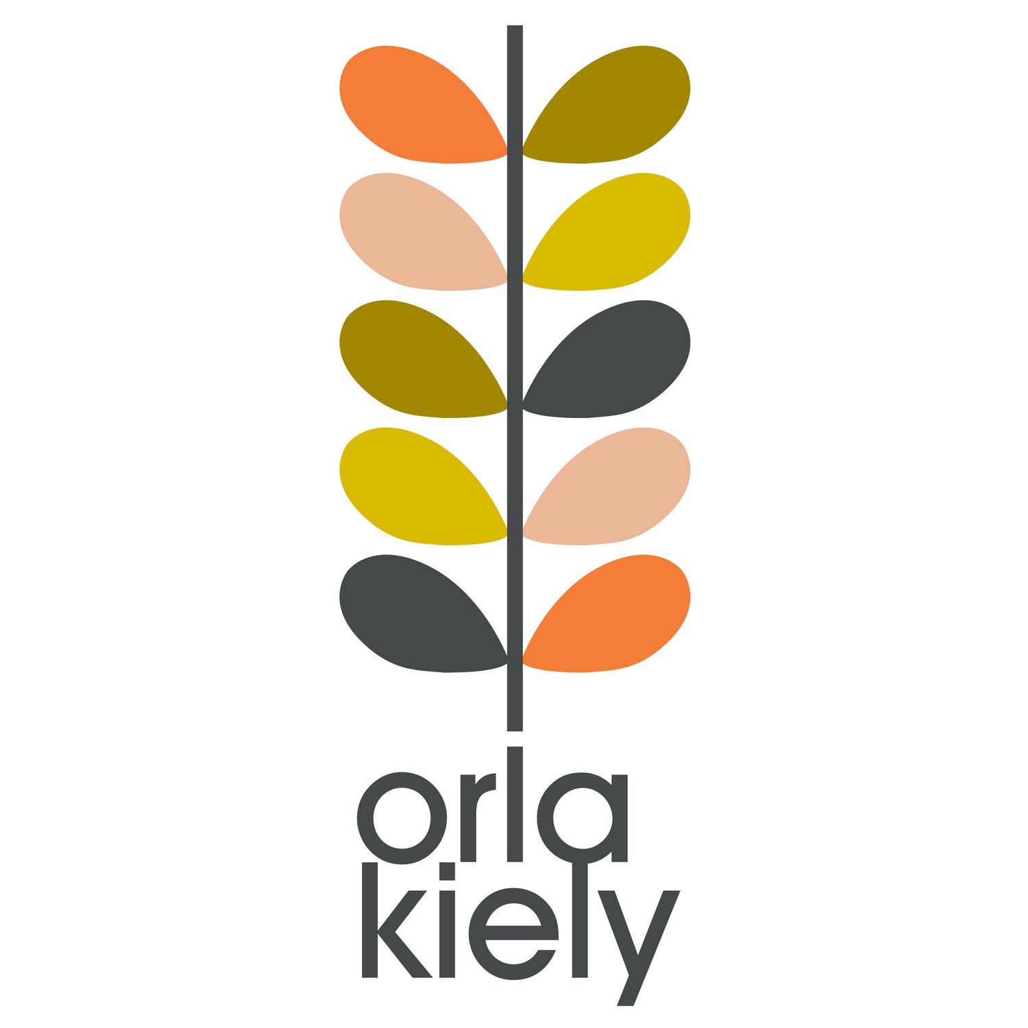 Orla Kiely Linear Stem Ready Made Eyelet Curtains Charcoal