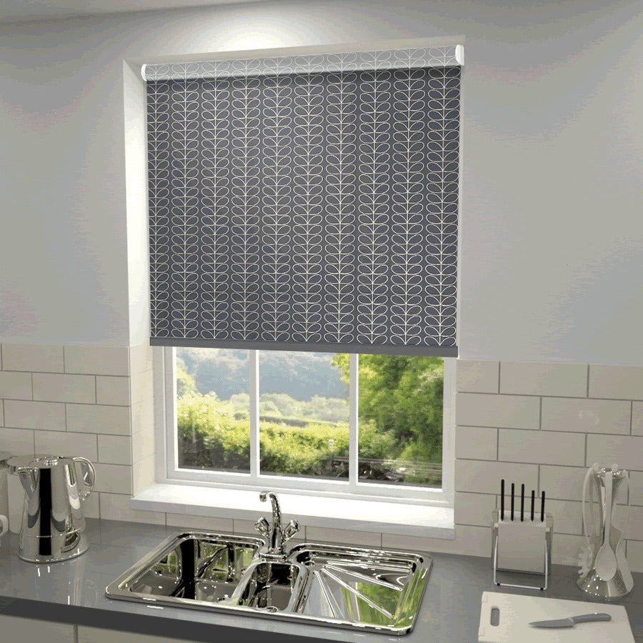 Orla Kiely Linear Stem Made to Measure Roller Blind Cool Grey