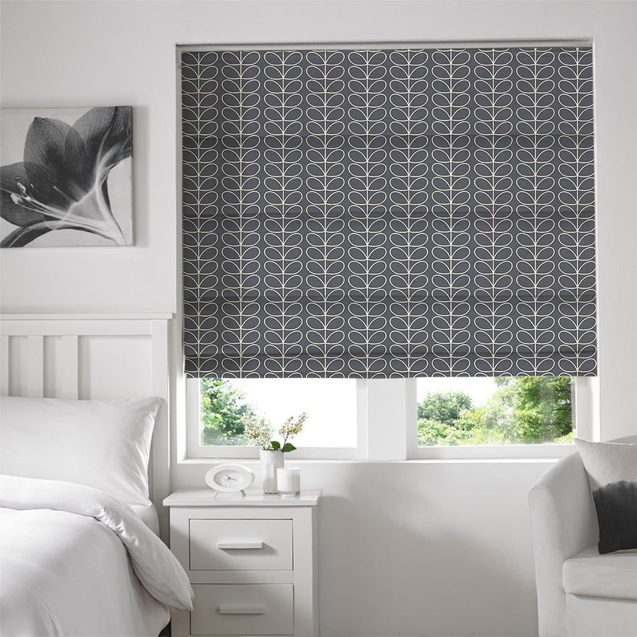 Orla Kiely Linear Stem Made to Measure Roman Blind Cool Grey