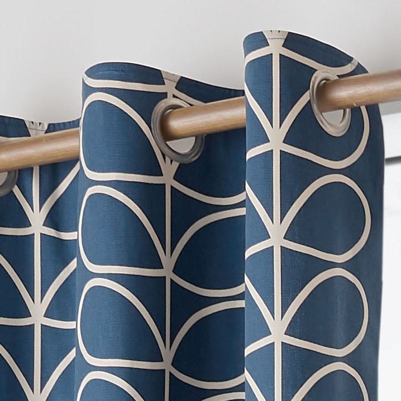 Orla Kiely Linear Stem Ready Made Eyelet Curtains Whale