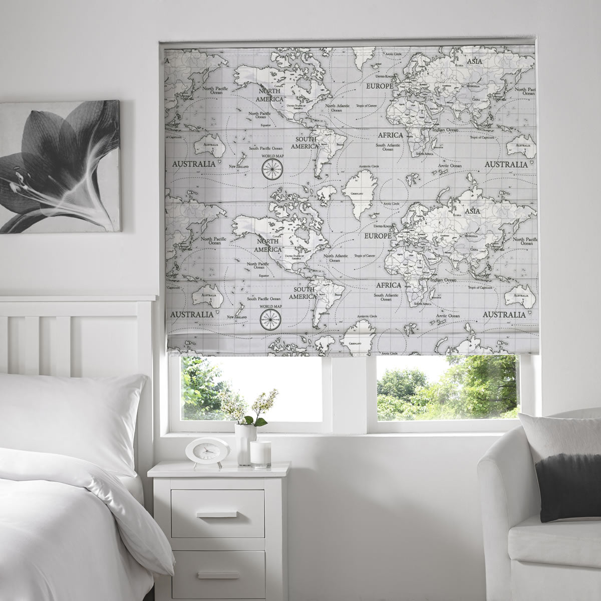 Maps Made to Measure Roman Blind Grey