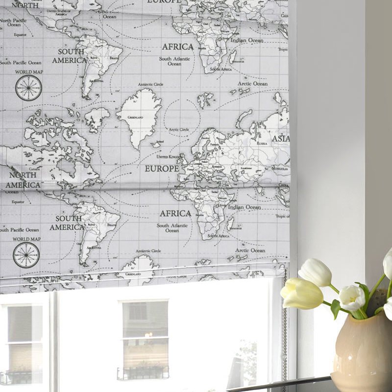 Maps Made to Measure Roman Blind Grey
