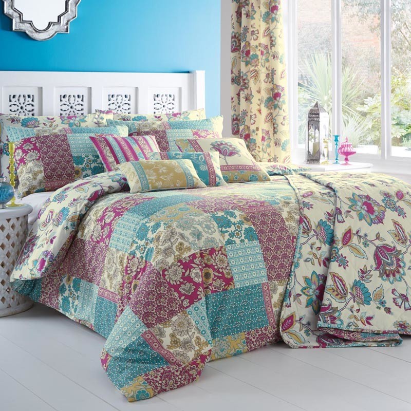 Dreams & Drapes Marinelli Bedding Teal Bedspread 229cm x 195cm