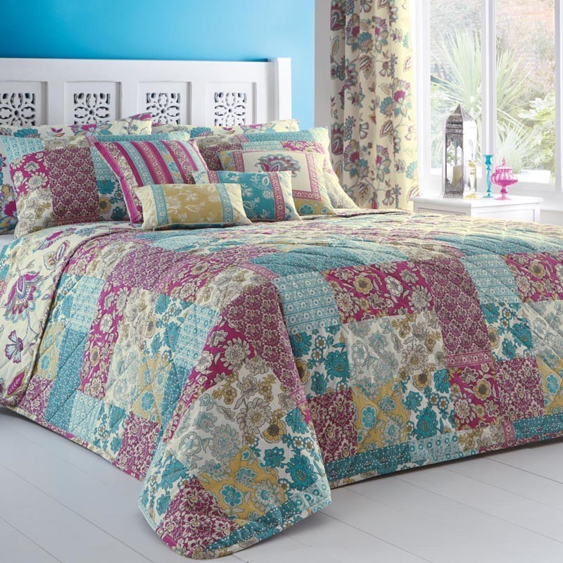Dreams & Drapes Marinelli Bedding Teal Bedspread 229cm x 195cm