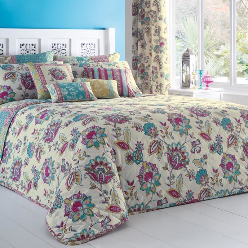 Dreams & Drapes Marinelli Bedding Teal Bedspread 229cm x 195cm