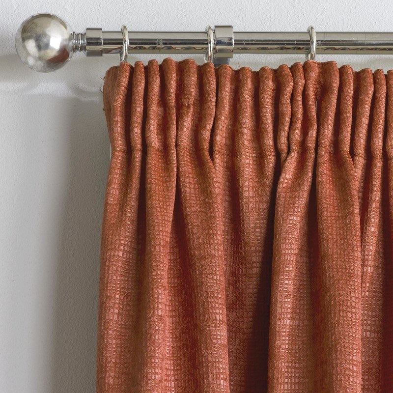 Matrix Thermal Blockout Ready Made Pencil Pleat Curtains Orange