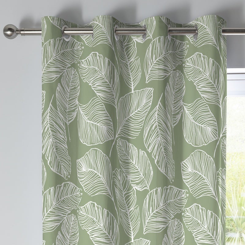 Fusion Matteo Ready Made Eyelet Curtains Green