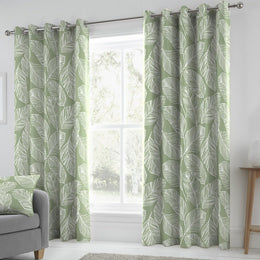 Fusion Matteo Ready Made Eyelet Curtains Green