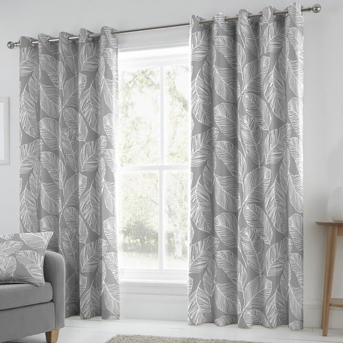 Fusion Matteo Ready Made Eyelet Curtains Grey