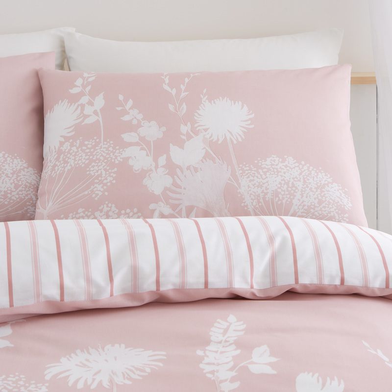 Catherine Lansfield Meadowsweet Floral Duvet Cover Bedding Set Blush