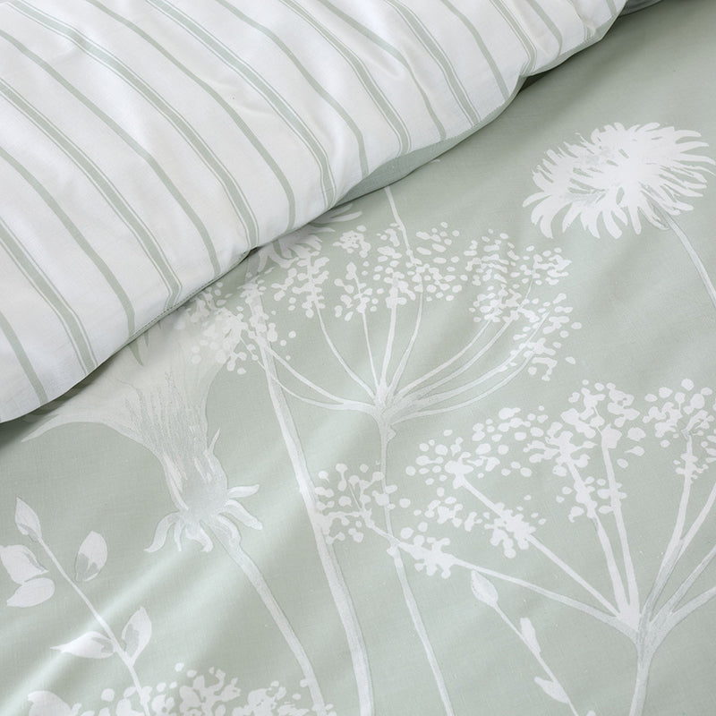 Catherine Lansfield Meadowsweet Floral Duvet Cover Bedding Set Green