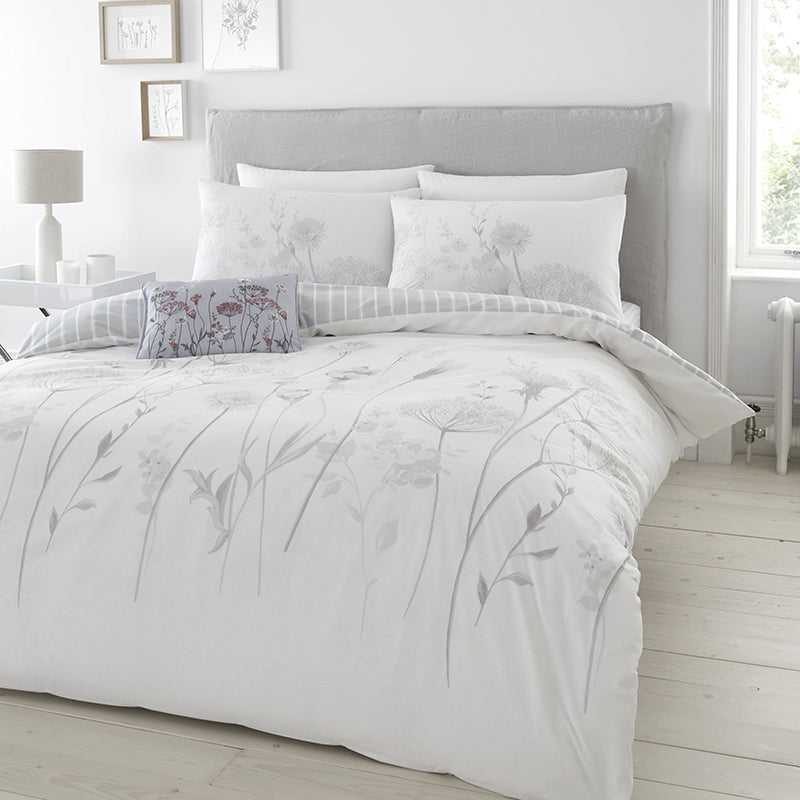 Terrys Fabrics - Up to 90% in Summer Sale - Now On 5 Catherine Lansfield Meadowsweet Floral Duvet Cover Bedding Set White Grey