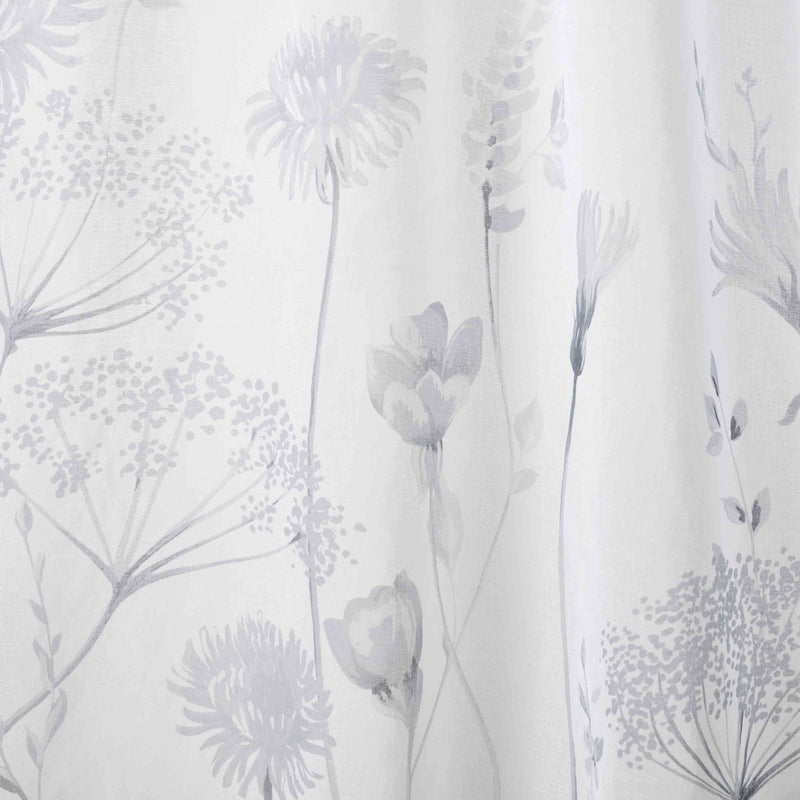 Catherine Lansfield Meadowsweet Floral Ready Made Single Voile Curtain White