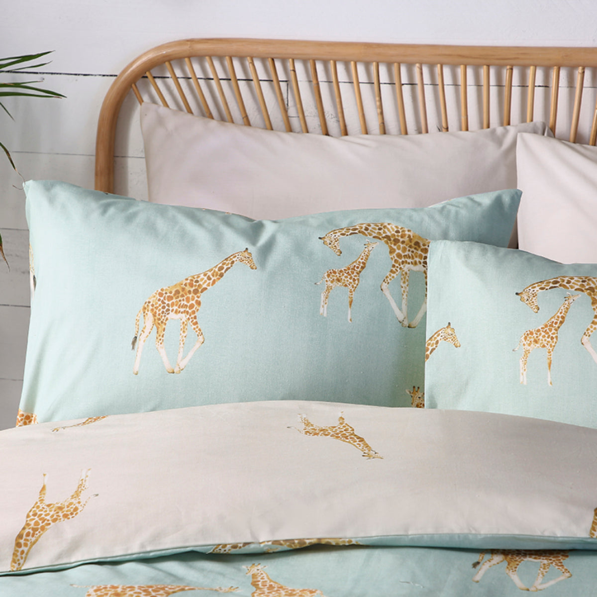 Fusion Milo Giraffe Duvet Cover Bedding Set Duckegg