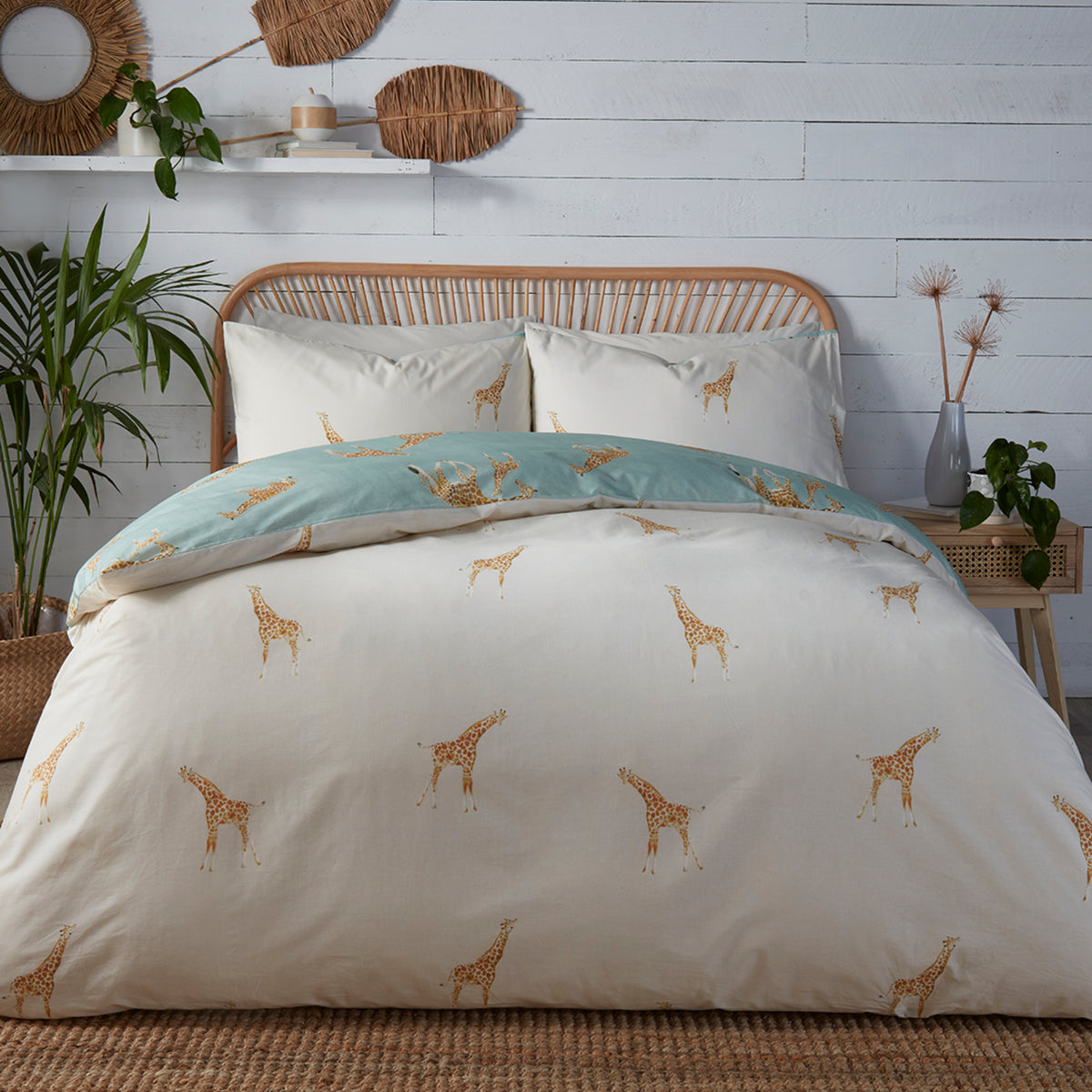 Fusion Milo Giraffe Duvet Cover Bedding Set Duckegg