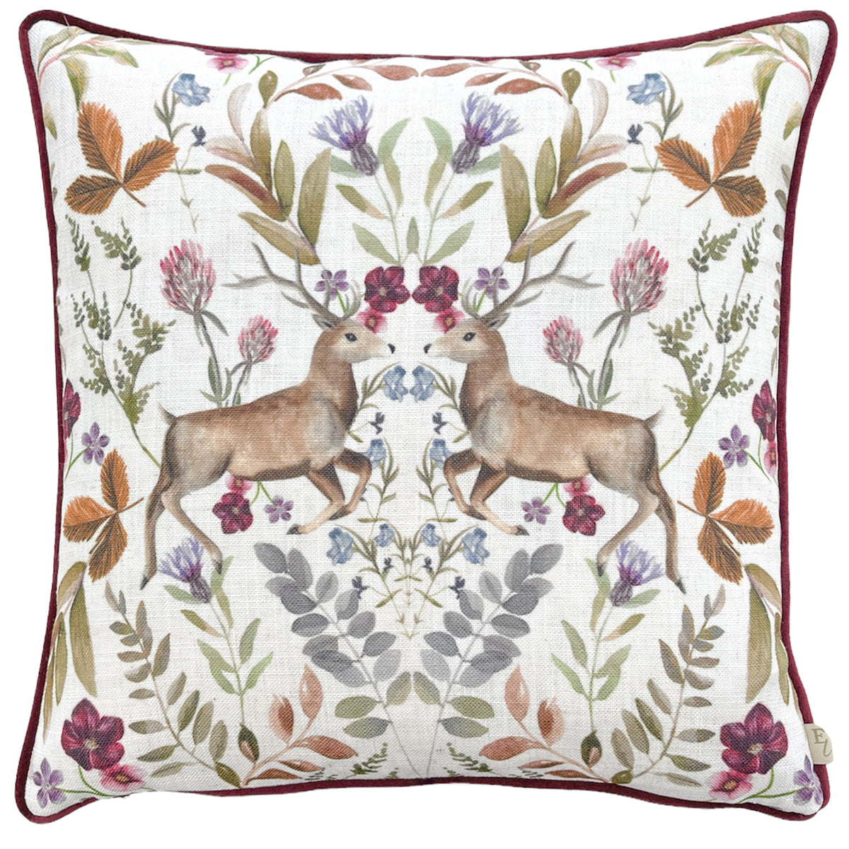 Evans Lichfield Mirrored Stag Filled Cushion 43cm x 43cm Shiraz