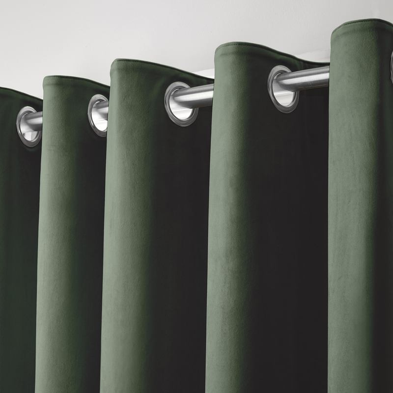 Laurence Llewelyn-Bowen Montrose Ready Made Eyelet Blackout Curtains Bottle Green
