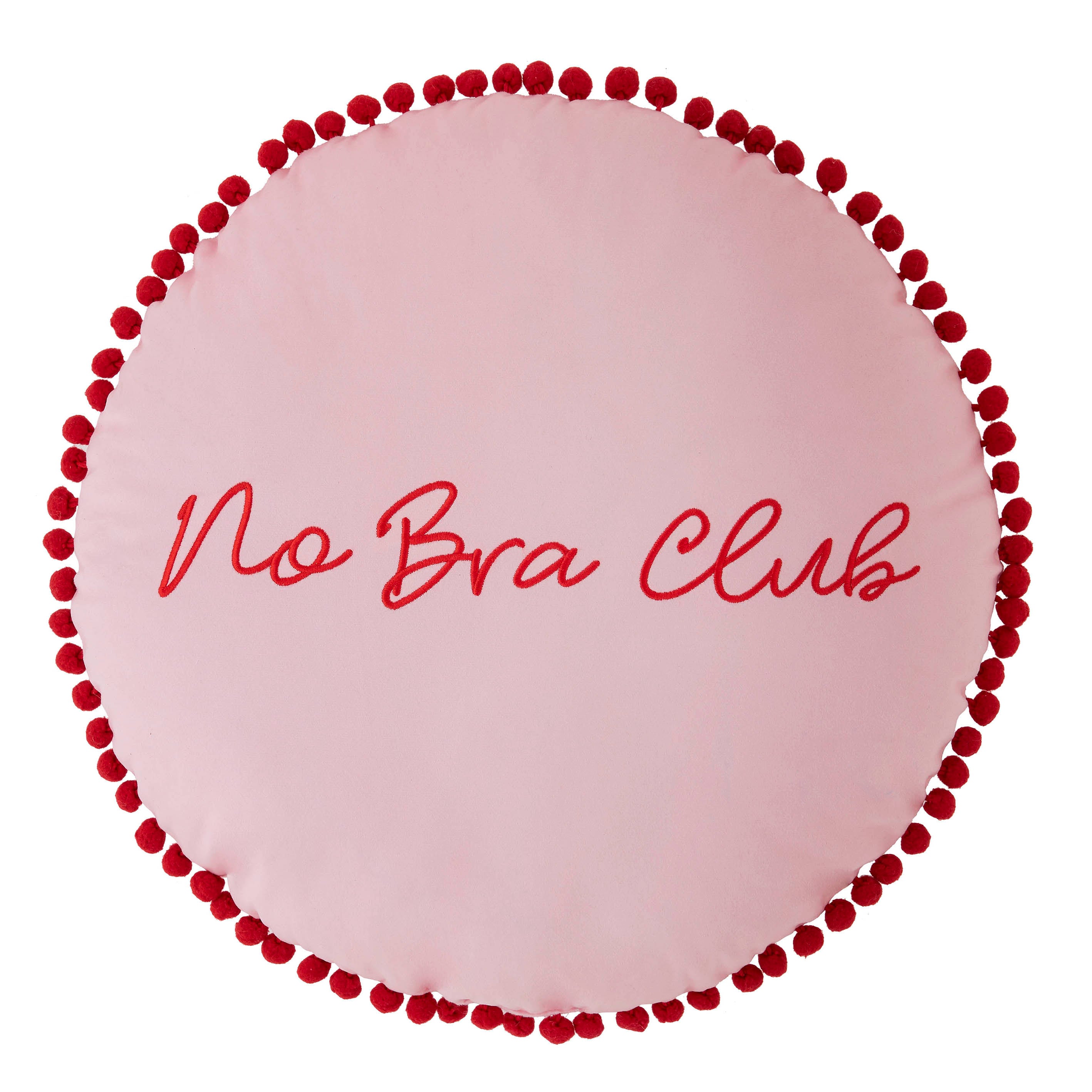 Skinnydip No Bra Club Round Filled Cushion in Pink, 96% Star Rating