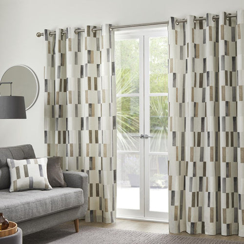 Fusion Oakland Ready Made Eyelet Curtains Natural