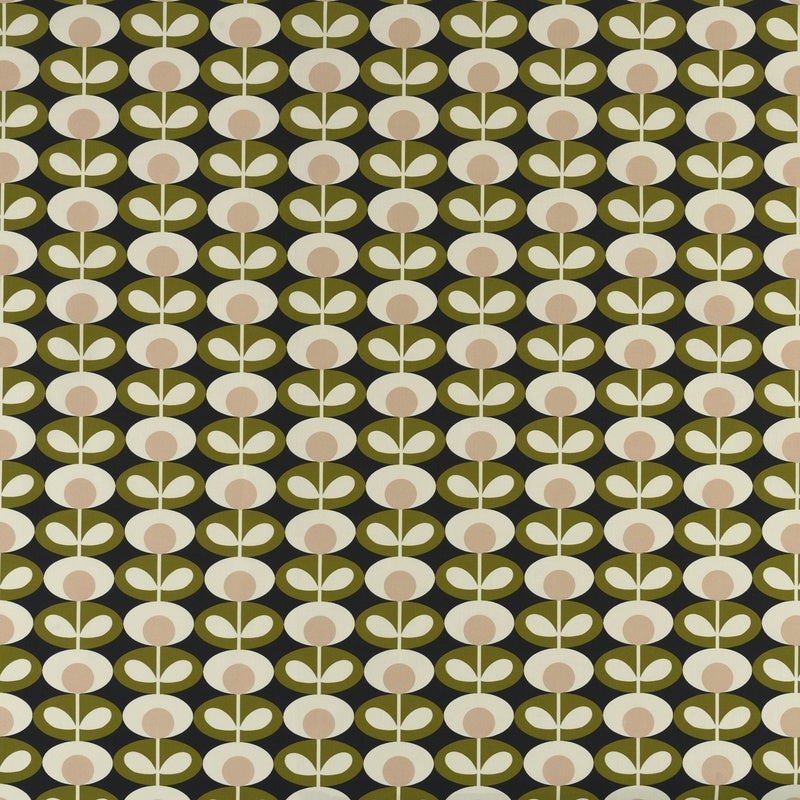 Orla Kiely - Oval Flower Fabric Seagrass
