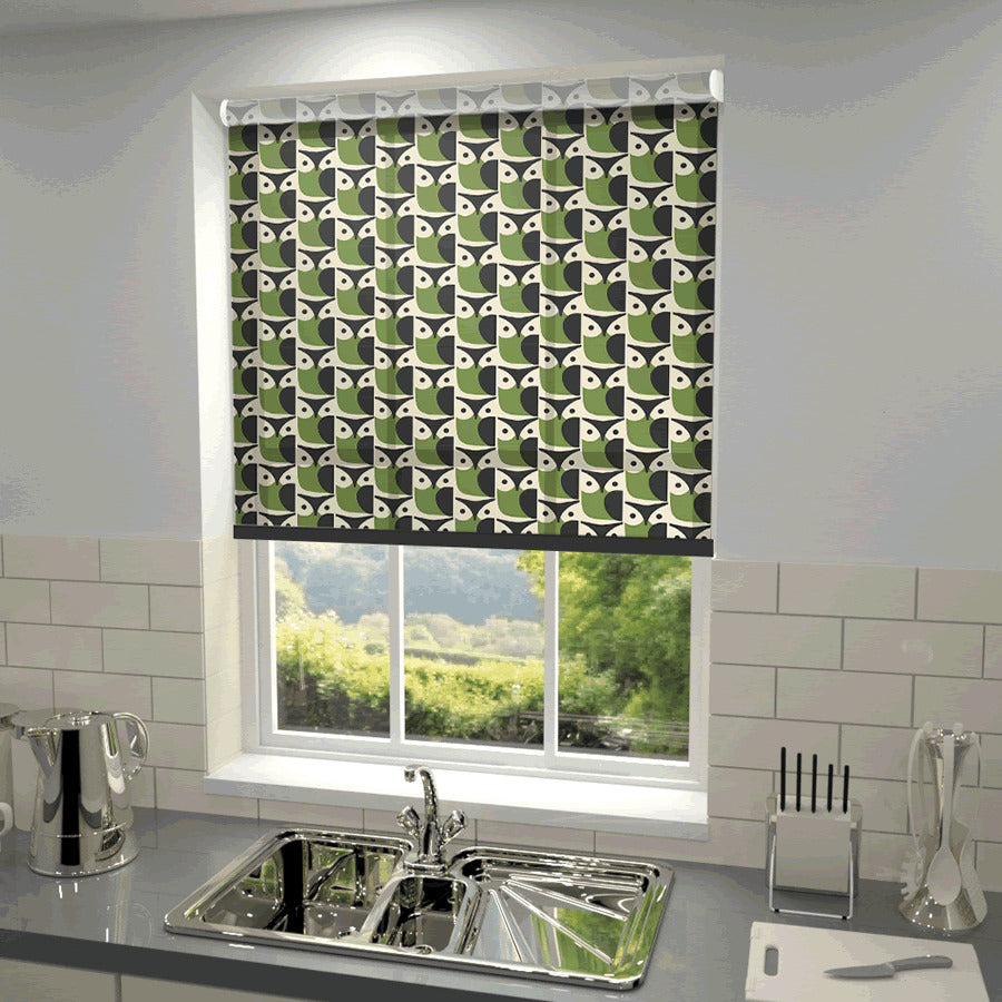 Orla Kiely Owl Made to Measure Roller Blind Chalky Green