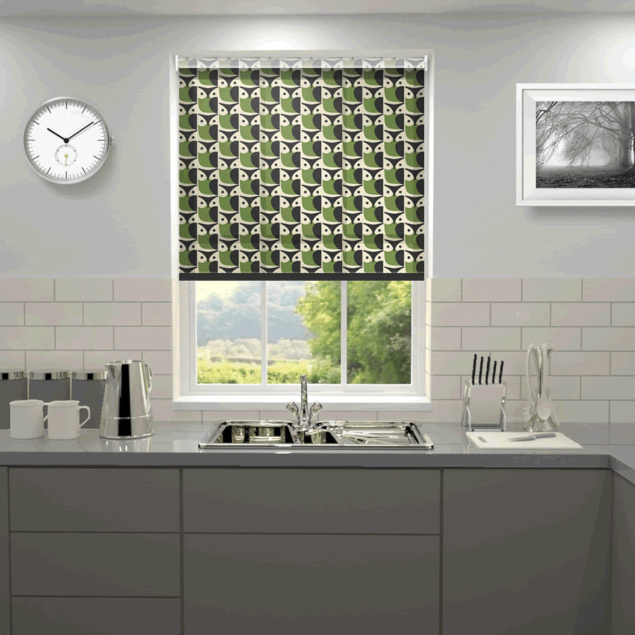 Orla Kiely Owl Made to Measure Roller Blind Chalky Green