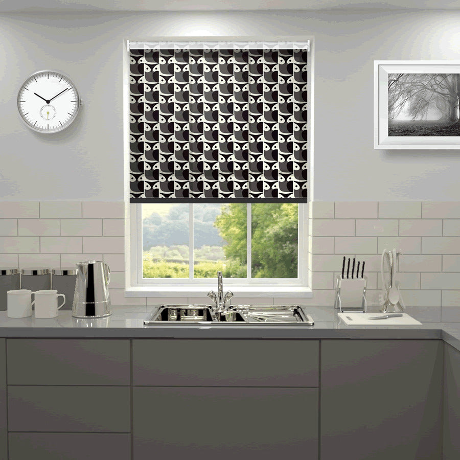 Orla Kiely Owl Made to Measure Blackout Roller Blind Graphite